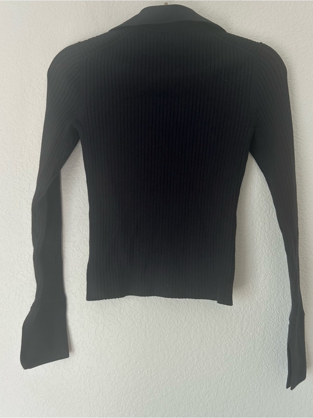 Reformation Valentina Ribbed Open Cardigan In Black - Picture 5 of 5